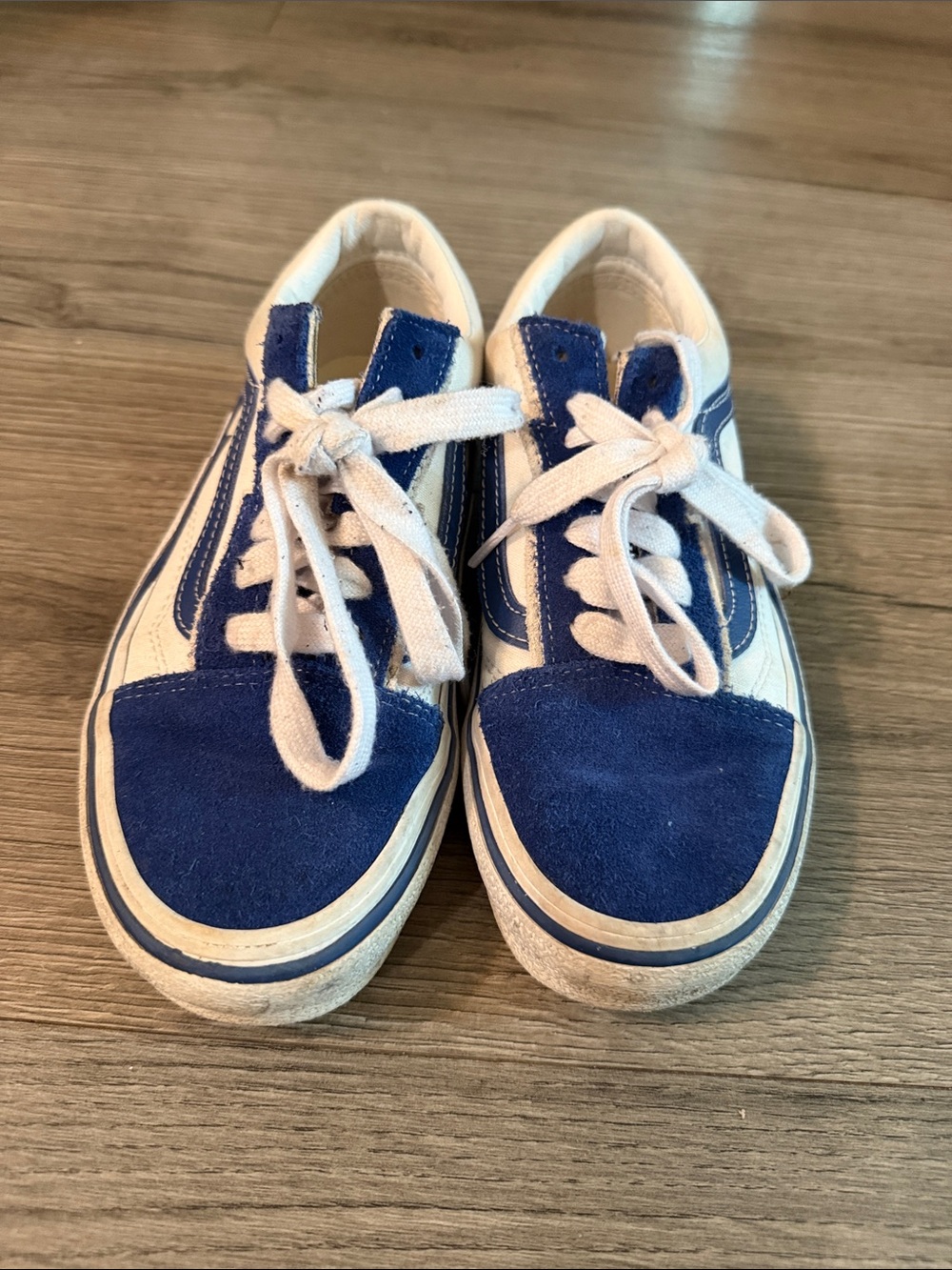 Vans Kids Blue and White Low-Top Skate Sneakers